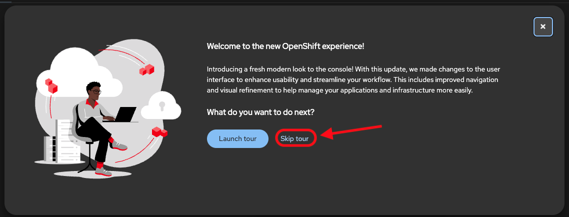 OpenShift Tour Pop-up