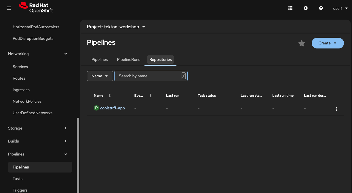 pipelines-as-code repository view
